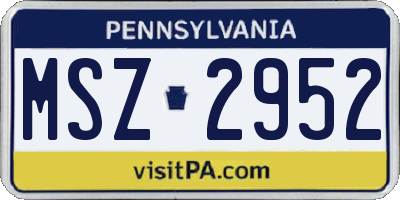PA license plate MSZ2952
