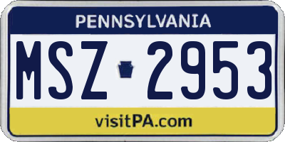 PA license plate MSZ2953