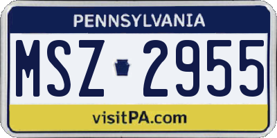 PA license plate MSZ2955