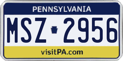 PA license plate MSZ2956