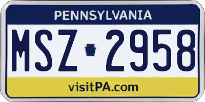 PA license plate MSZ2958