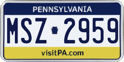 PA license plate MSZ2959