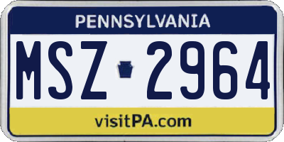 PA license plate MSZ2964