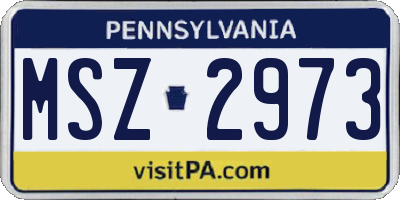 PA license plate MSZ2973