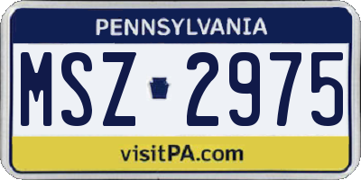 PA license plate MSZ2975