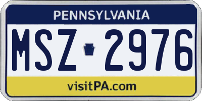 PA license plate MSZ2976