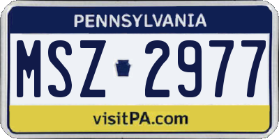 PA license plate MSZ2977