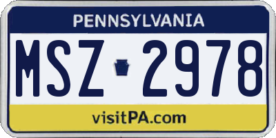 PA license plate MSZ2978