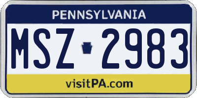 PA license plate MSZ2983