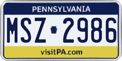 PA license plate MSZ2986