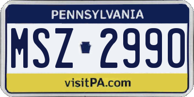 PA license plate MSZ2990