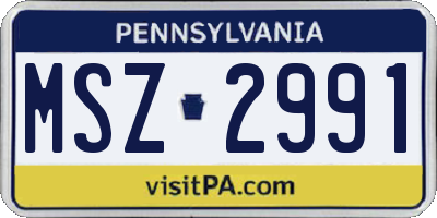 PA license plate MSZ2991