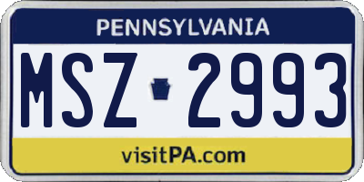PA license plate MSZ2993