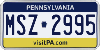 PA license plate MSZ2995