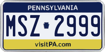 PA license plate MSZ2999