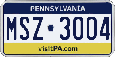 PA license plate MSZ3004