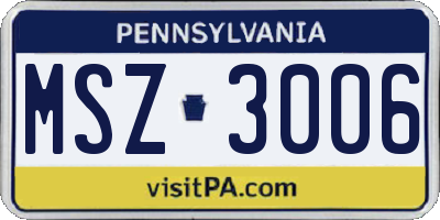 PA license plate MSZ3006