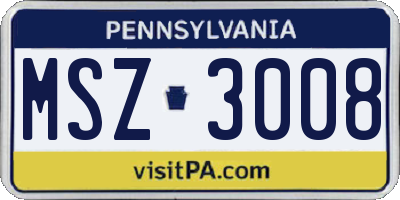 PA license plate MSZ3008