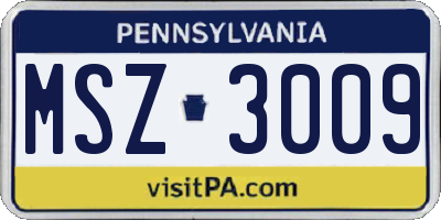PA license plate MSZ3009