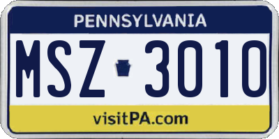 PA license plate MSZ3010