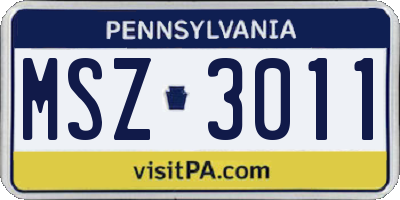 PA license plate MSZ3011