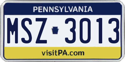 PA license plate MSZ3013
