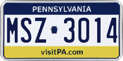 PA license plate MSZ3014