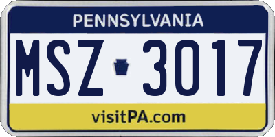 PA license plate MSZ3017