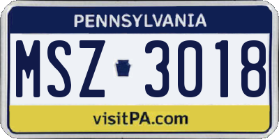 PA license plate MSZ3018