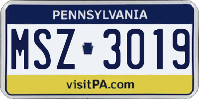 PA license plate MSZ3019