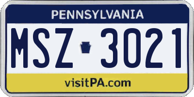 PA license plate MSZ3021