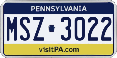 PA license plate MSZ3022