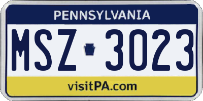 PA license plate MSZ3023