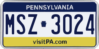 PA license plate MSZ3024