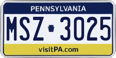 PA license plate MSZ3025