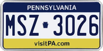 PA license plate MSZ3026