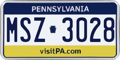 PA license plate MSZ3028