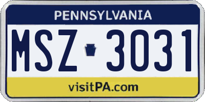 PA license plate MSZ3031