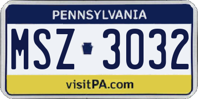 PA license plate MSZ3032