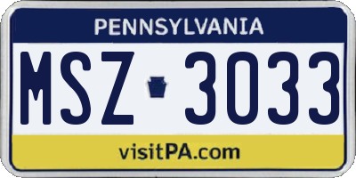 PA license plate MSZ3033