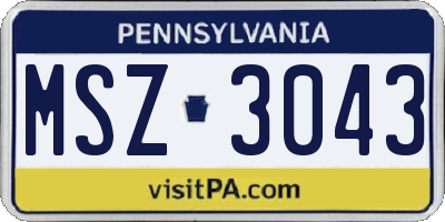 PA license plate MSZ3043