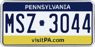 PA license plate MSZ3044