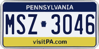 PA license plate MSZ3046