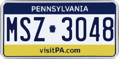 PA license plate MSZ3048