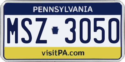 PA license plate MSZ3050