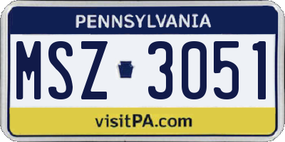PA license plate MSZ3051