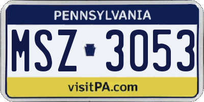 PA license plate MSZ3053