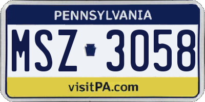 PA license plate MSZ3058