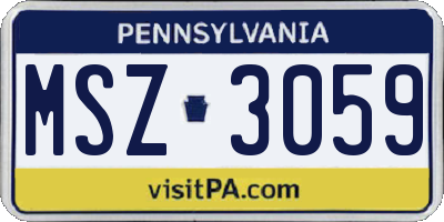 PA license plate MSZ3059