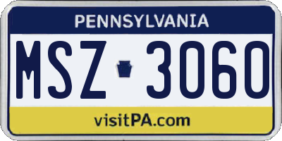 PA license plate MSZ3060